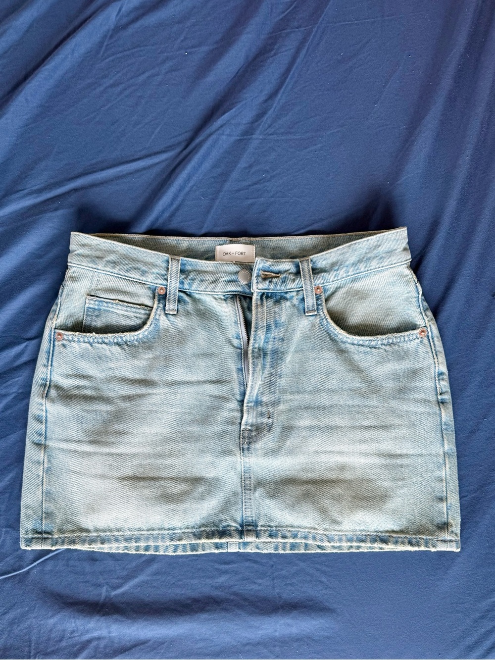 OAK + FORT Light Blue Denim Mini Skirt